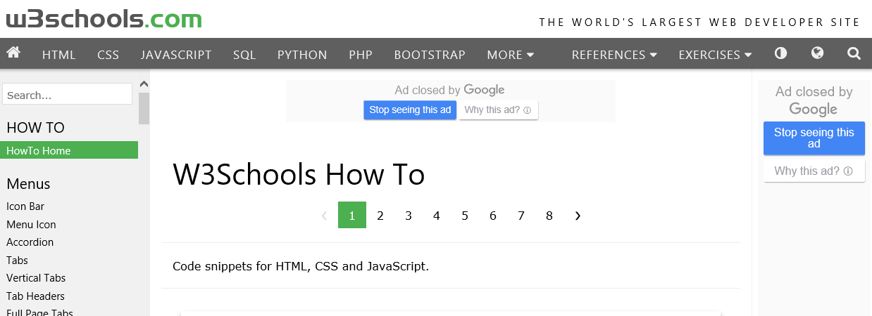 w3schools  프로그램 자바스크립트 SQL CSS HTML PYTHON PHP 